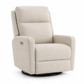 Poltrona reclinabile in tessuto beige con base girevole
