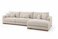 Divano ad angolo in tessuto a coste beige con chaise longue
