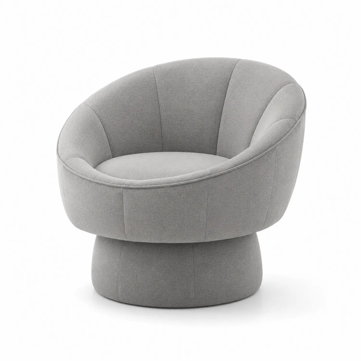 Poltrona rotonda in tessuto grigio