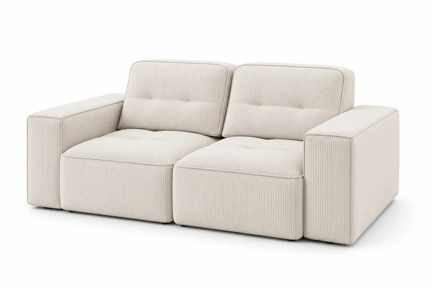Divano modulare in velluto a coste beige 200 cm