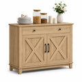 Credenza in legno rovere chiaro con ante e cassetto