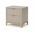 Comodino con due cassetti in MDF e metallo beige