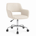 Sedia da ufficio regolabile in ecopelle con rotelle Bianco crema