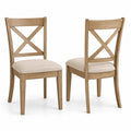 Set di 2 sedie da pranzo in legno con seduta in tessuto beige