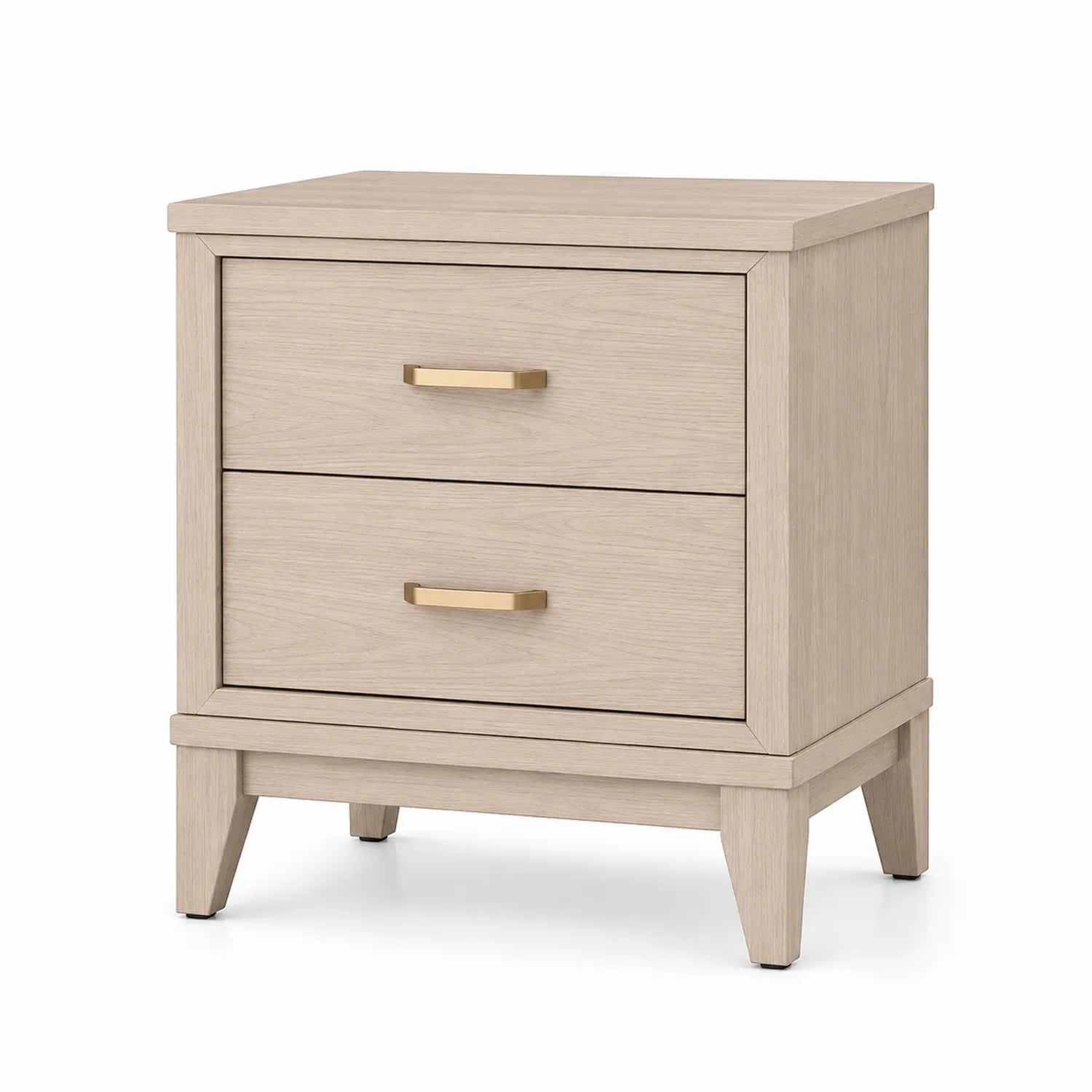 Comodino rettangolare in legno di quercia con 2 cassetti 60x45x55 cm