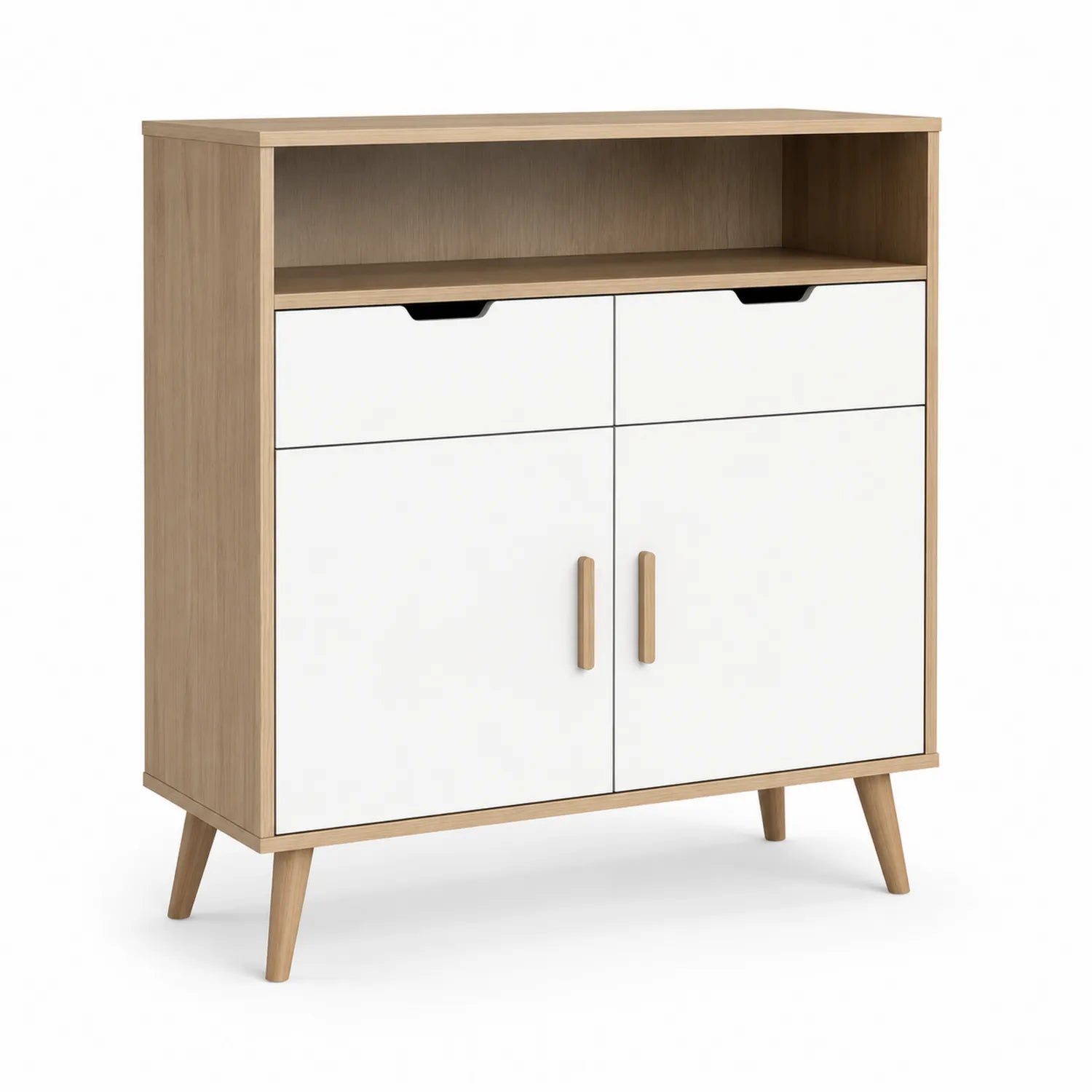 Credenza in legno con ante e cassetti bianco