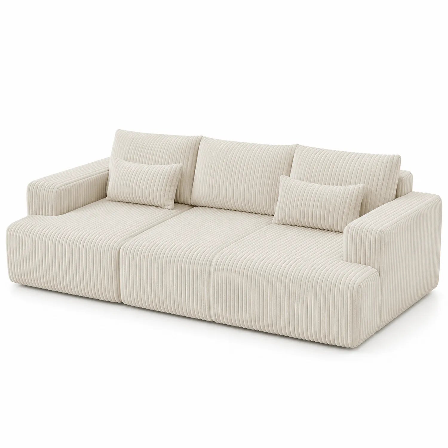 Divano a Tre Posti in Tessuto di Cotone Beige