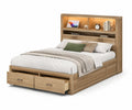 Letto matrimoniale in legno con testiera e cassetti